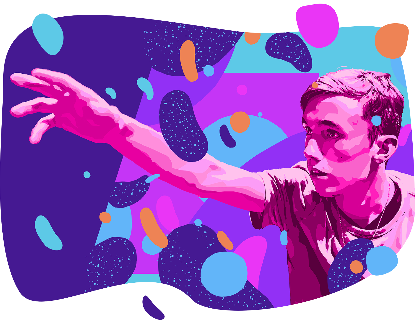 artist drawing of a person reaching upwards